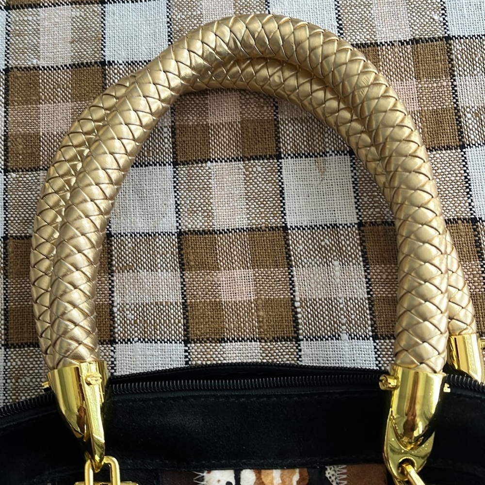 🎉SUPER RARE🎉 Inspired by Versace Genuine Fur/Suede/Leather Patchwork Bag. - Picture 4 of 6